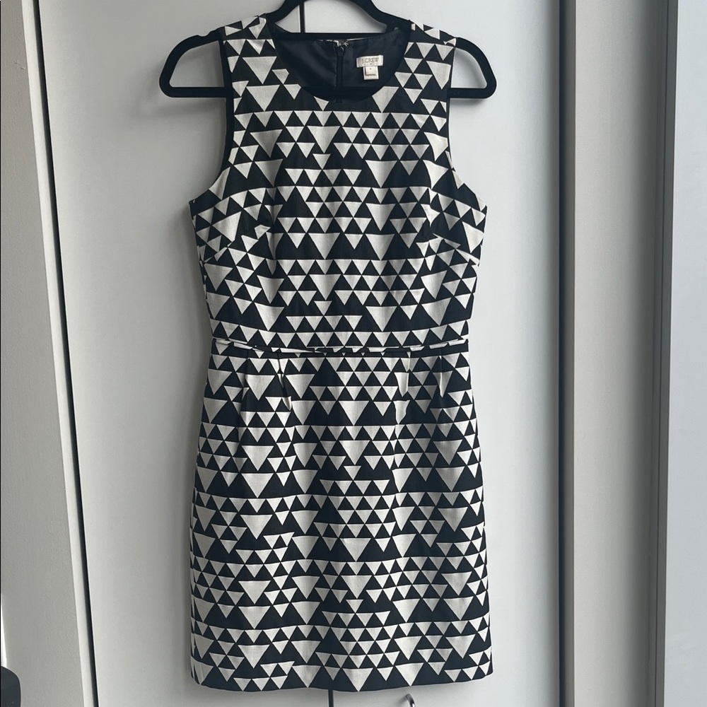 J. Crew Black & White Geometric Sleeveless Mini Dress